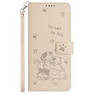 For Honor X8c 4G Embossed Kitten Phone Leather Case with Lanyard(Beige) - 2