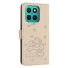 For Honor X8c 4G Embossed Kitten Phone Leather Case with Lanyard(Beige) - 3
