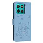 For Honor X8c 4G Embossed Kitten Phone Leather Case with Lanyard(Blue) - 3
