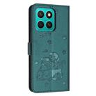 For Honor X8c 4G Embossed Kitten Phone Leather Case with Lanyard(Dark Green) - 3