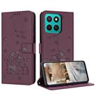 For Honor X8c 4G Embossed Kitten Phone Leather Case with Lanyard(Wine Red) - 1