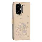 For Honor 400 Embossed Kitten Phone Leather Case with Lanyard(Beige) - 3