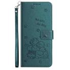 For Honor 400 Embossed Kitten Phone Leather Case with Lanyard(Dark Green) - 2