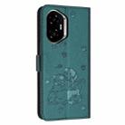 For Honor 400 Embossed Kitten Phone Leather Case with Lanyard(Dark Green) - 3
