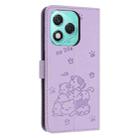 For Honor 400 Lite Embossed Kitten Phone Leather Case with Lanyard(Purple) - 3