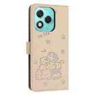 For Honor 400 Lite Embossed Kitten Phone Leather Case with Lanyard(Beige) - 3