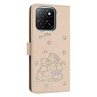 For Honor X6c 4G Embossed Kitten Phone Leather Case with Lanyard(Beige) - 3