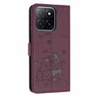 For Honor X6c 4G Embossed Kitten Phone Leather Case with Lanyard(Wine Red) - 3