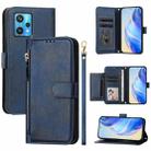 For Realme 9 Pro+ 5G / 9 4G Global Multi-Card Slots Zipper Wallet Leather Phone Case(Blue) - 1