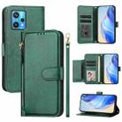 For Realme 9 Pro+ 5G / 9 4G Global Multi-Card Slots Zipper Wallet Leather Phone Case(Green) - 1