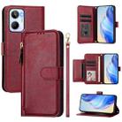 For Realme 10 4G Global Multi-Card Slots Zipper Wallet Leather Phone Case(Dark Red) - 1