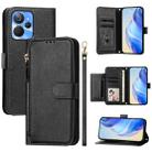 For Realme 10T 5G / 10S 5G / 9i India Multi-Card Slots Zipper Wallet Leather Phone Case(Black) - 1