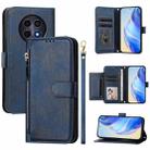 For Realme 12 5G Global Multi-Card Slots Zipper Wallet Leather Phone Case(Blue) - 1