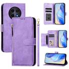 For Realme 12 5G Global Multi-Card Slots Zipper Wallet Leather Phone Case(Purple) - 1