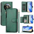 For Realme 12+ 5G Global Multi-Card Slots Zipper Wallet Leather Phone Case(Green) - 1