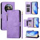 For Realme 12+ 5G Global Multi-Card Slots Zipper Wallet Leather Phone Case(Purple) - 1