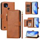 For Realme C20 / C11 / C21 Multi-Card Slots Zipper Wallet Leather Phone Case(Brown) - 1