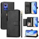 For Realme GT Neo 3 Multi-Card Slots Zipper Wallet Leather Phone Case(Black) - 1