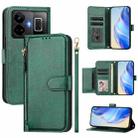 For Realme GT3 / GT5 240W Multi-Card Slots Zipper Wallet Leather Phone Case(Green) - 1