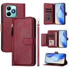 For Realme Note 50 4G Global / C51 / C53 Multi-Card Slots Zipper Wallet Leather Phone Case(Dark Red) - 1