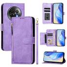 For Realme 13+ 5G Global Multi-Card Slots Zipper Wallet Leather Phone Case(Purple) - 1