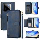 For Realme GT 7 Pro Multi-Card Slots Zipper Wallet Leather Phone Case(Blue) - 1