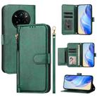 For Realme 14 Pro+ Multi-Card Slots Zipper Wallet Leather Phone Case(Green) - 1