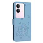 For vivo S17 / S17 Pro / S17t Embossed Kitten Phone Leather Case with Lanyard(Blue) - 3