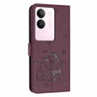 For vivo S17 / S17 Pro / S17t Embossed Kitten Phone Leather Case with Lanyard(Wine Red) - 3