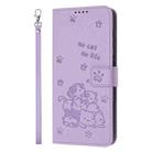 For vivo S18 / S18 Pro Embossed Kitten Phone Leather Case with Lanyard(Purple) - 2