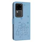 For vivo S18 / S18 Pro Embossed Kitten Phone Leather Case with Lanyard(Blue) - 3