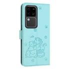 For vivo S18 / S18 Pro Embossed Kitten Phone Leather Case with Lanyard(Mint Green) - 3