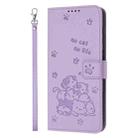 For vivo Y28 4G / iQOO Z9x 5G Embossed Kitten Phone Leather Case with Lanyard(Purple) - 2