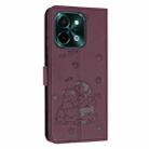 For vivo Y28 4G / iQOO Z9x 5G Embossed Kitten Phone Leather Case with Lanyard(Wine Red) - 3