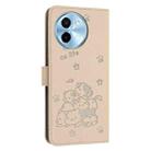 For vivo Y38 5G Global Embossed Kitten Phone Leather Case with Lanyard(Beige) - 3