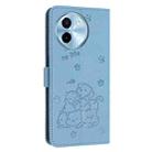 For vivo Y38 5G Global Embossed Kitten Phone Leather Case with Lanyard(Blue) - 3