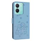 For vivo Y36 4G / 5G Global Embossed Kitten Phone Leather Case with Lanyard(Blue) - 3