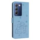 For vivo Y100 IDN / Y200e 5G Global Embossed Kitten Phone Leather Case with Lanyard(Blue) - 3