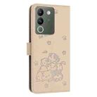 For vivo Y200 5G Global Embossed Kitten Phone Leather Case with Lanyard(Beige) - 3