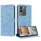 For vivo Y200 5G Global Embossed Kitten Phone Leather Case with Lanyard(Blue) - 1