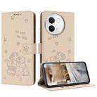 For vivo V30e 5G / V40 Lite 5G Embossed Kitten Phone Leather Case with Lanyard(Beige) - 1