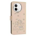 For vivo V30e 5G / V40 Lite 5G Embossed Kitten Phone Leather Case with Lanyard(Beige) - 3