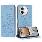 For vivo V30e 5G / V40 Lite 5G Embossed Kitten Phone Leather Case with Lanyard(Blue) - 1