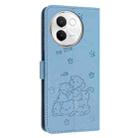 For vivo V30e 5G / V40 Lite 5G Embossed Kitten Phone Leather Case with Lanyard(Blue) - 3