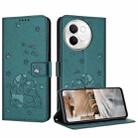 For vivo V30e 5G / V40 Lite 5G Embossed Kitten Phone Leather Case with Lanyard(Dark Green) - 1