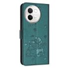 For vivo V30e 5G / V40 Lite 5G Embossed Kitten Phone Leather Case with Lanyard(Dark Green) - 3