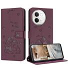 For vivo V30e 5G / V40 Lite 5G Embossed Kitten Phone Leather Case with Lanyard(Wine Red) - 1