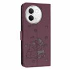 For vivo V30e 5G / V40 Lite 5G Embossed Kitten Phone Leather Case with Lanyard(Wine Red) - 3