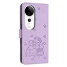 For vivo V40 / V40 Pro / T3 Ultra Embossed Kitten Phone Leather Case with Lanyard(Purple) - 3