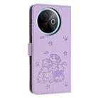 For vivo Y39 5G Global Embossed Kitten Phone Leather Case with Lanyard(Purple) - 3